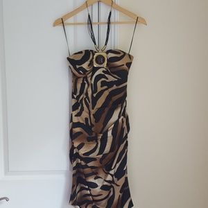 Cache animal print cocktail dress